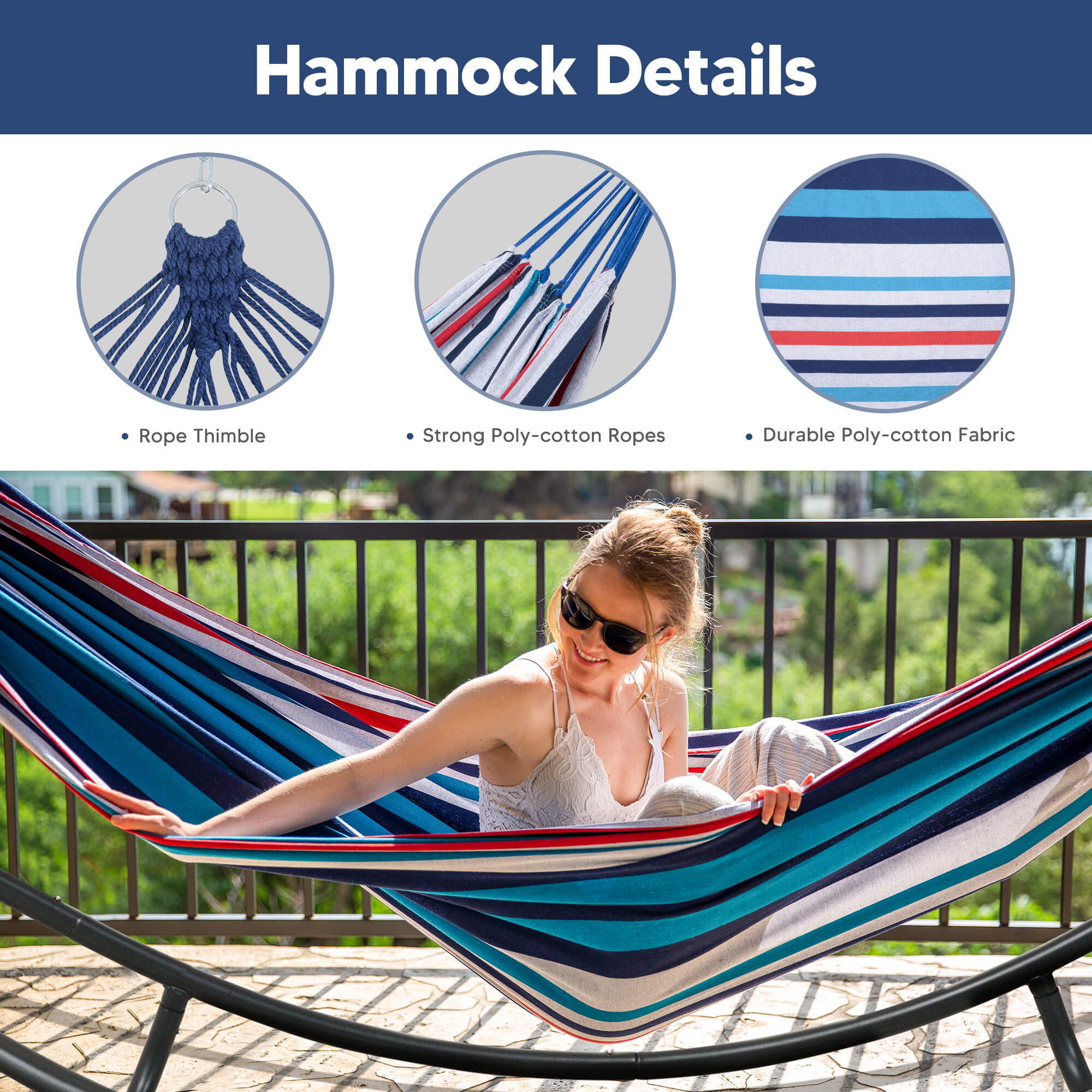 hammock with stand#color_ocean-stripes