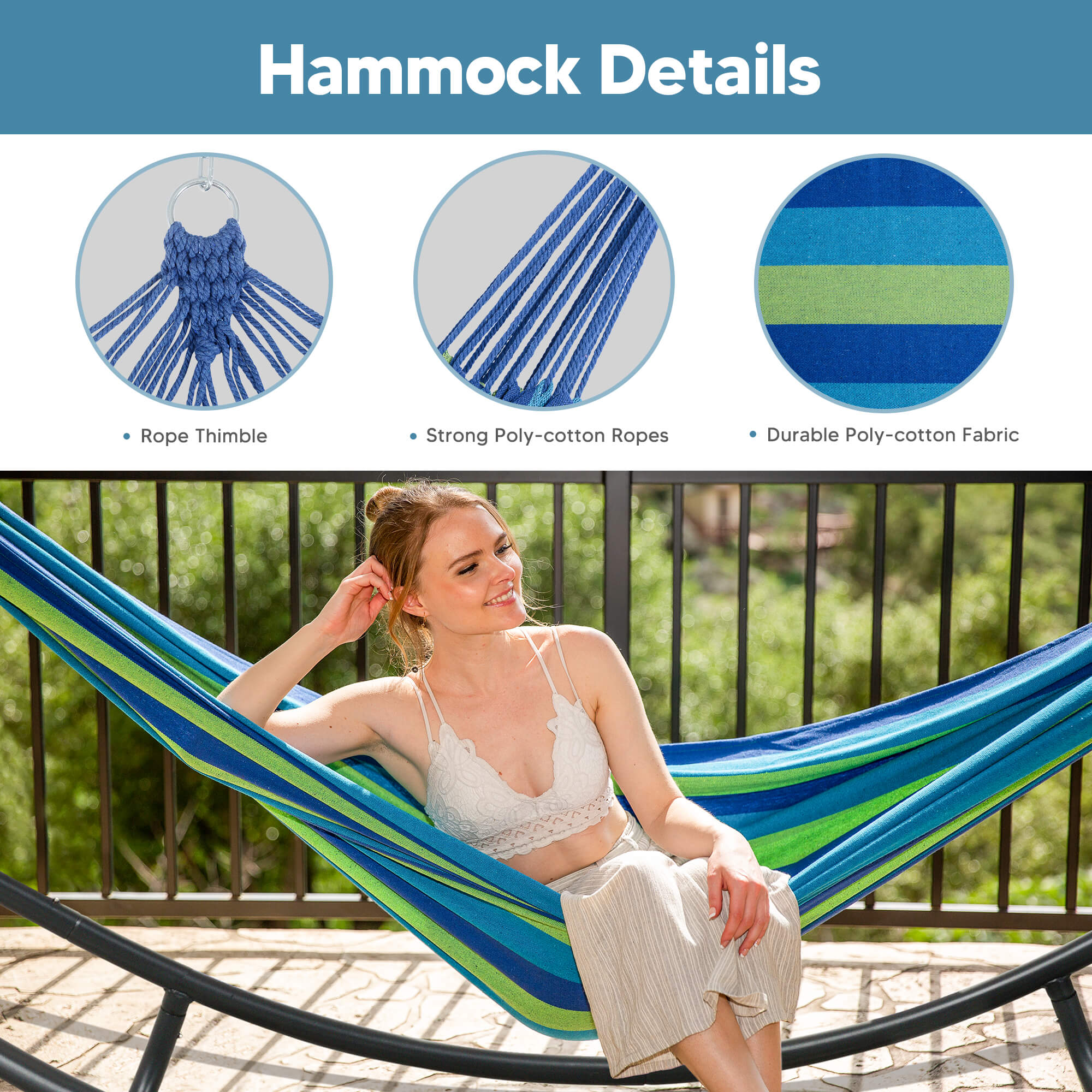 hammock with stand#color_blue-stripe