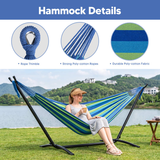 hammock with stand#color-h_blue-stripe