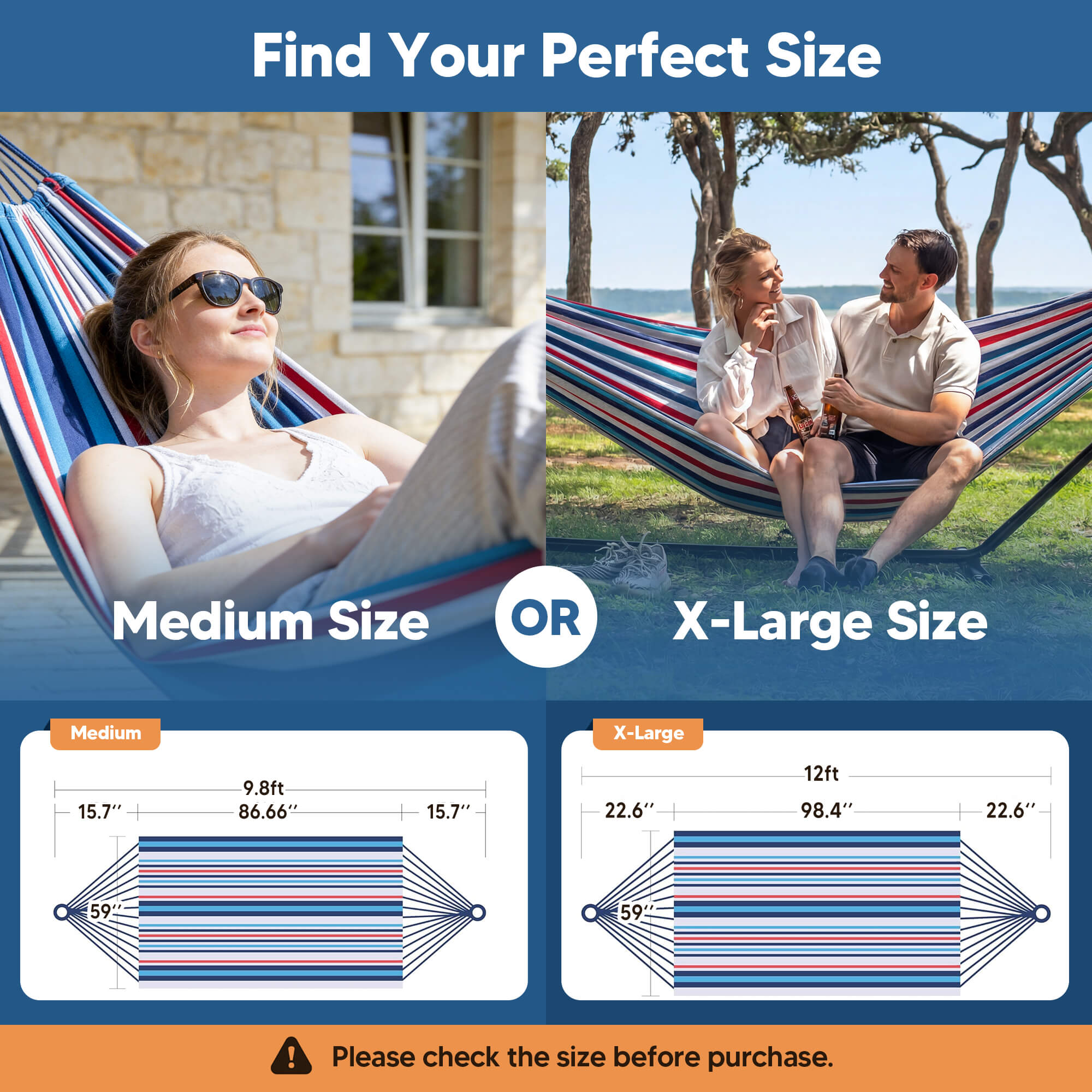 Camping Hammock for Outdoor#Color_ocean-stripes