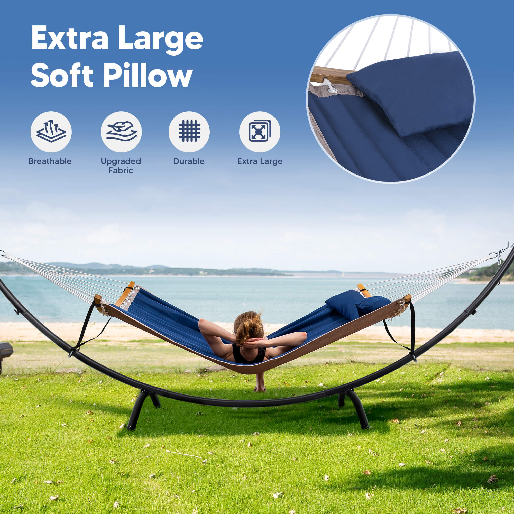 portable hammock with stand#color_dark-blue