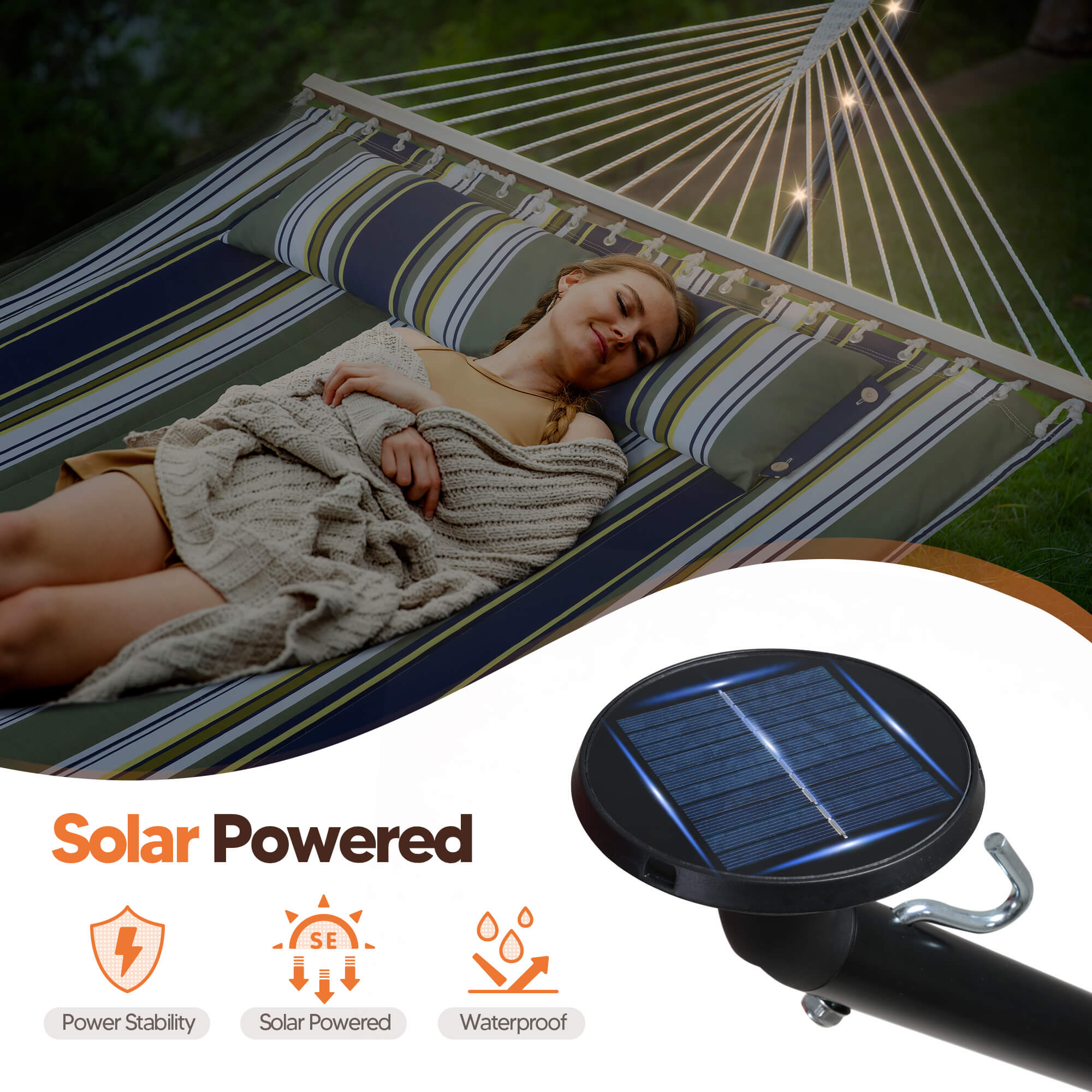 hammock with stand#color_green-stripes