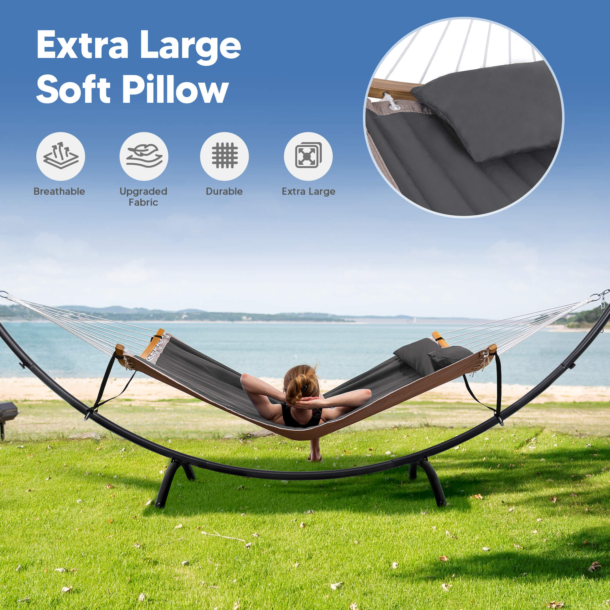 portable hammock with stand#color_dark-gray
