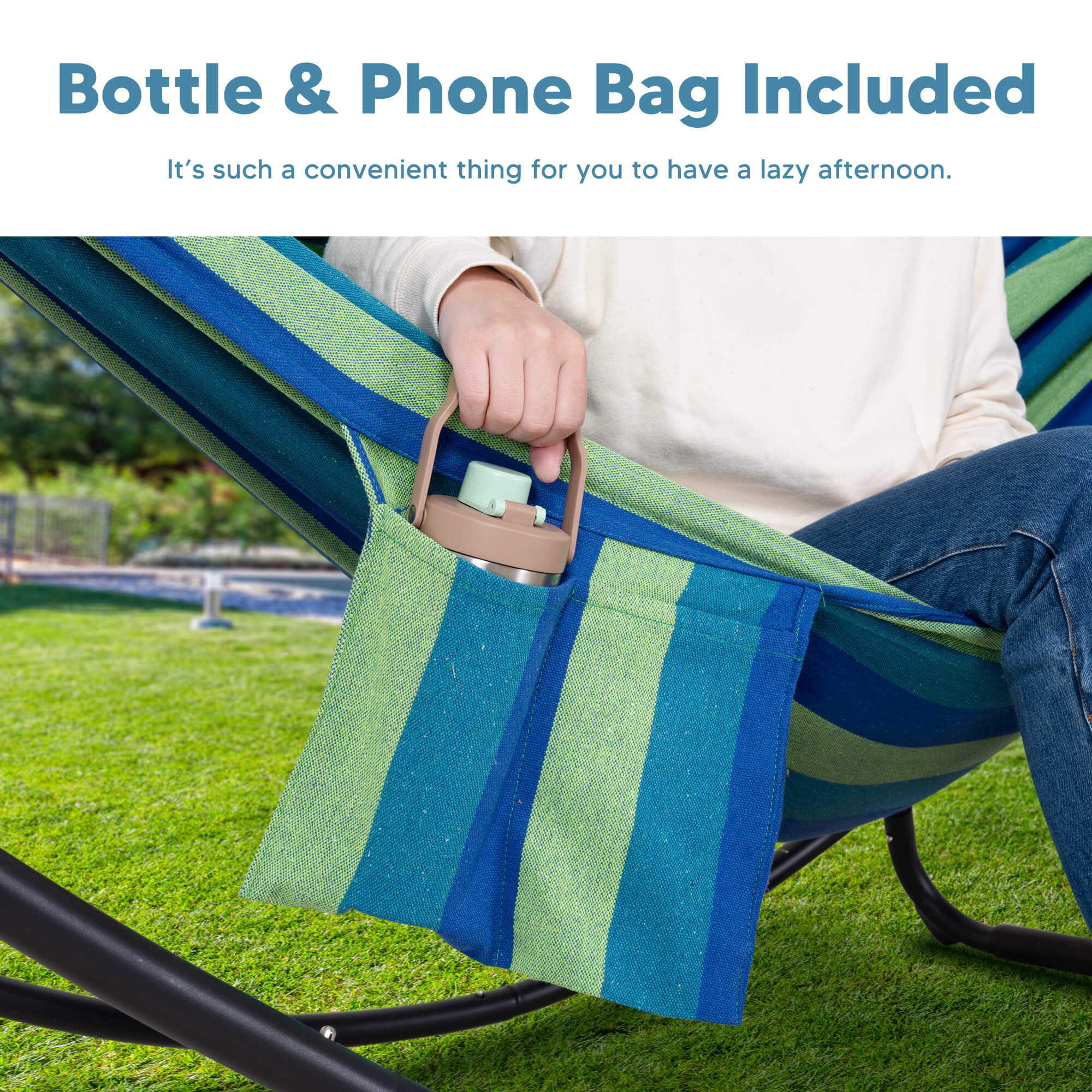 hammock with stand#color_blue-stripe