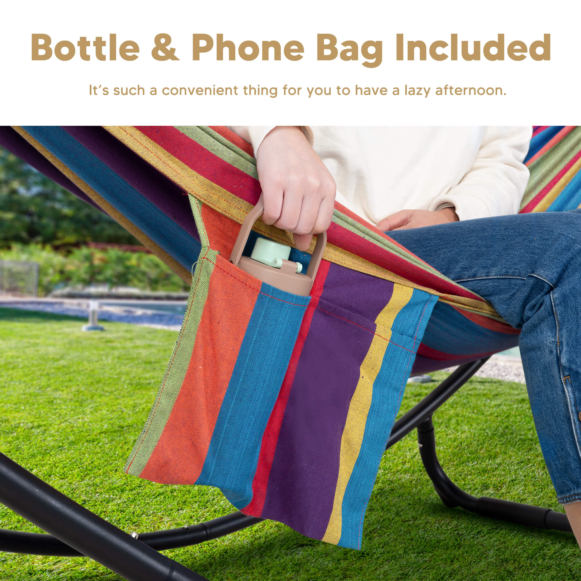 hammock with stand#color_colorful-stripes
