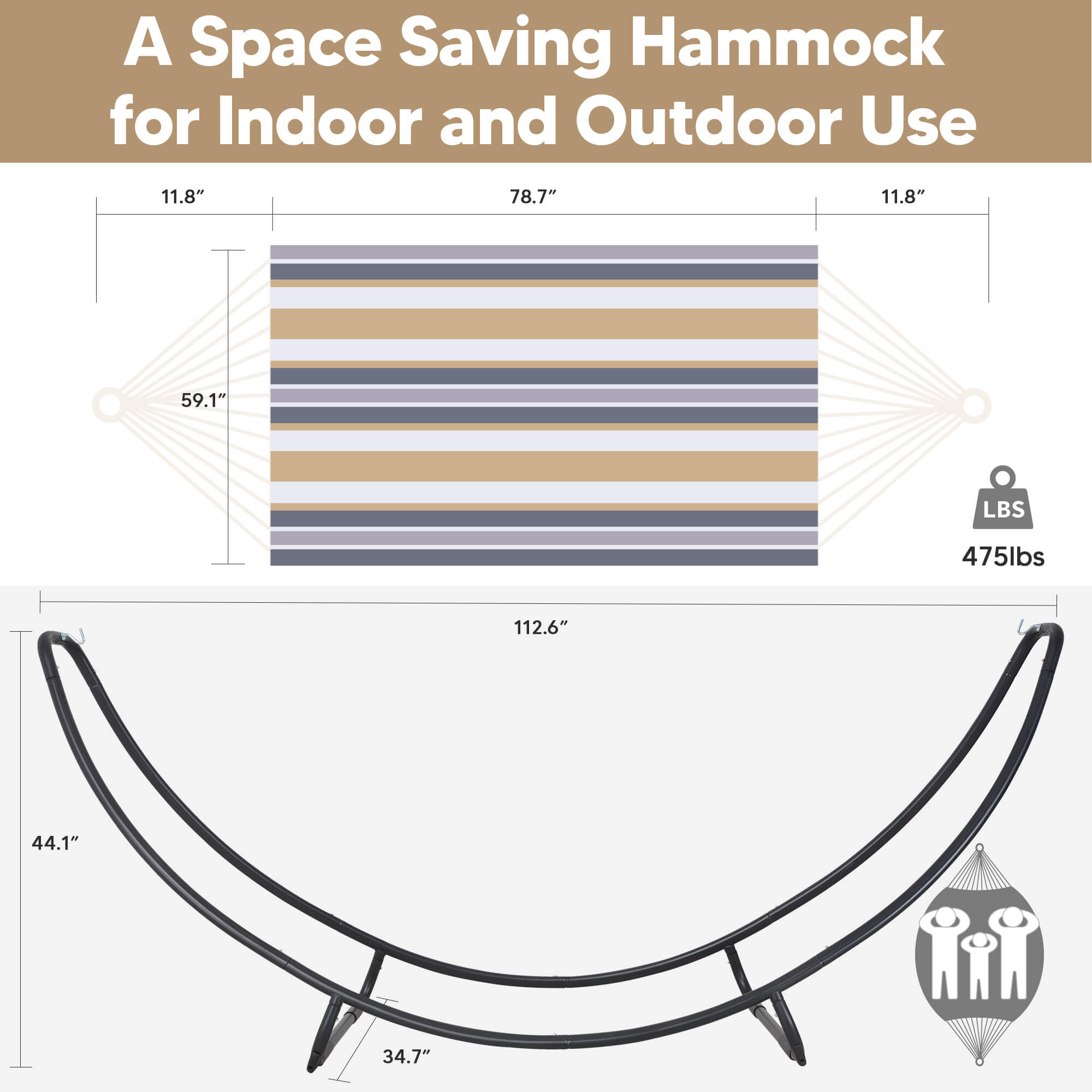 hammock with stand#color_coffee-stripes