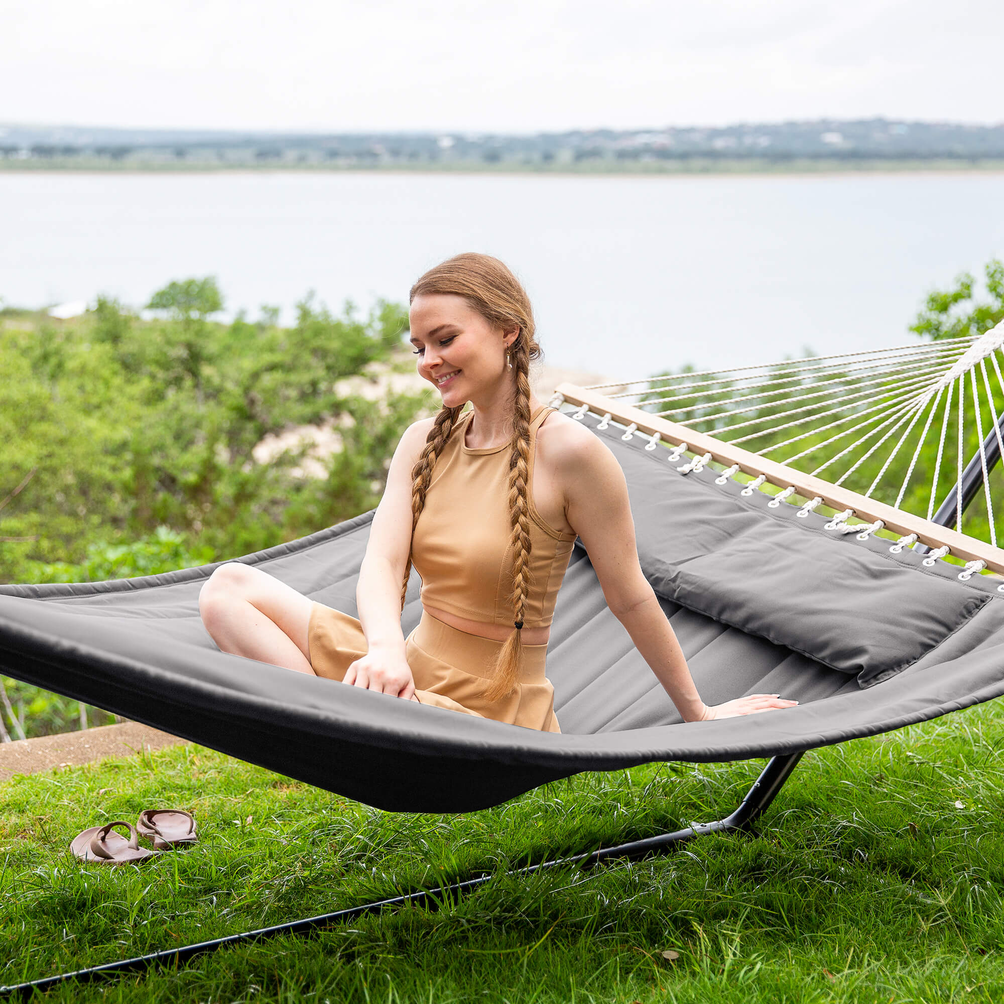 hammock with stand#color_light-gray