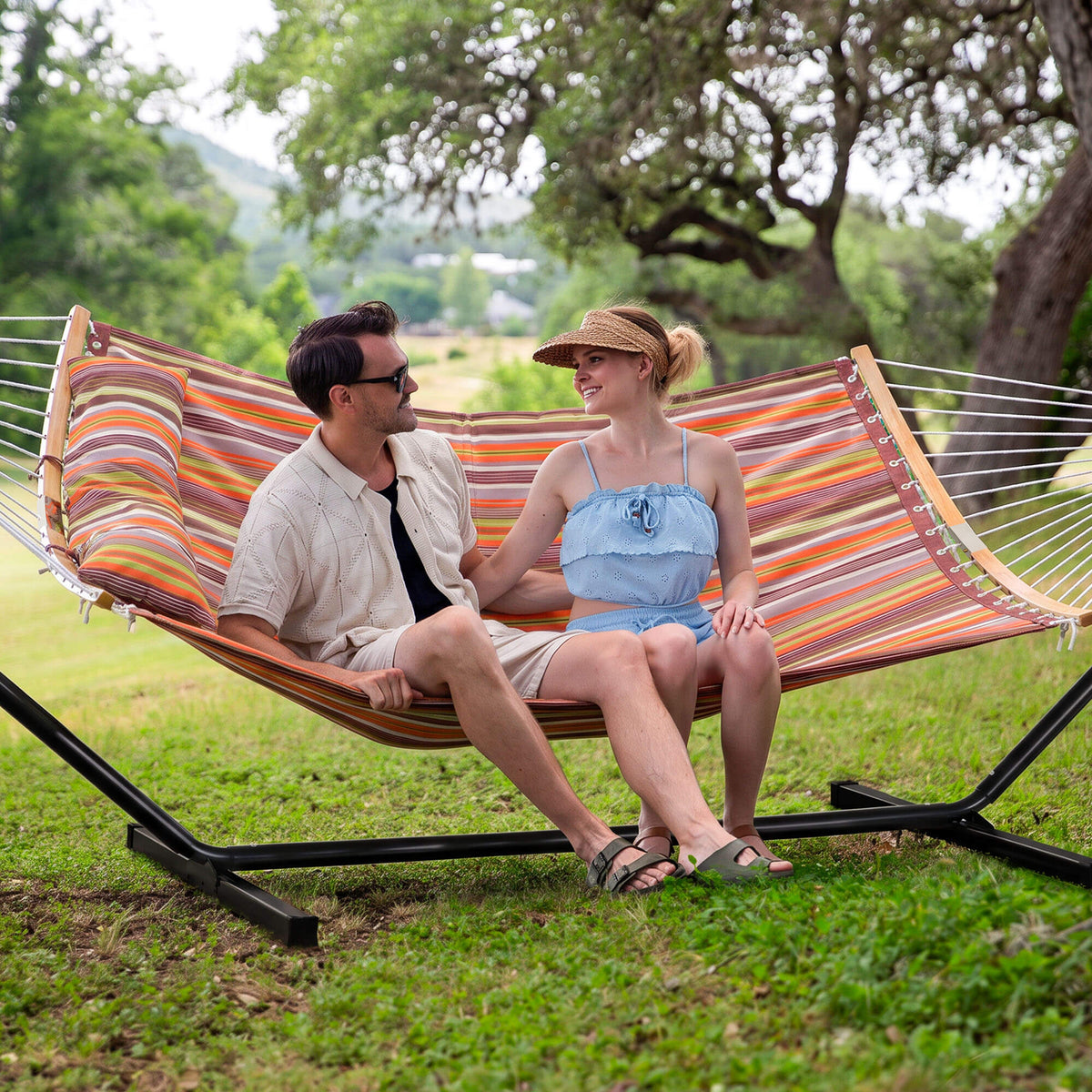SUNCREAT-Double-Quilted-Hammock-with-Stand#color-f_orange-stripes