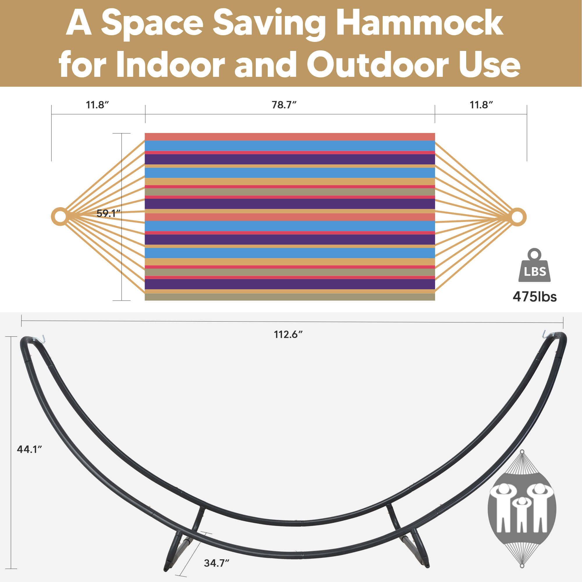 hammock with stand#color_colorful-stripes