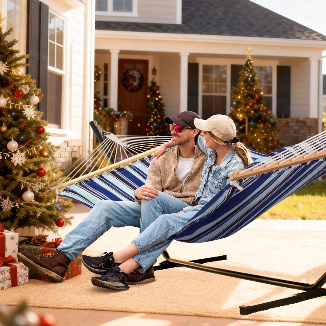 SUNCREAT-Double-Hammock-with-Stand-Blue-Stripes#color_blue-stripes