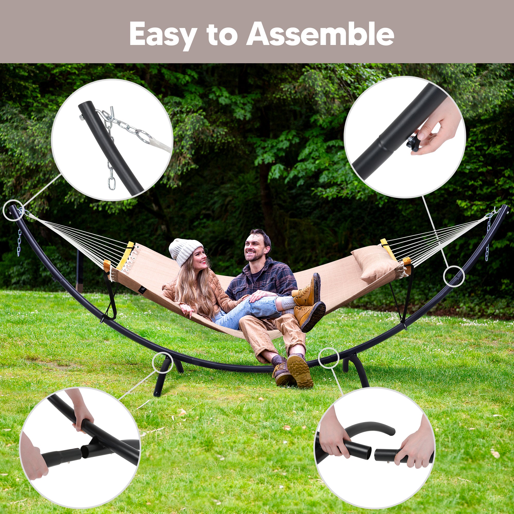 portable hammock with stand#color_brown