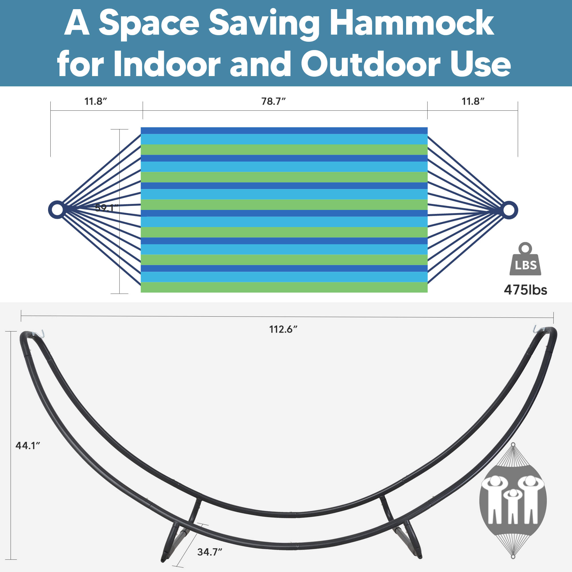 hammock with stand#color_blue-stripe