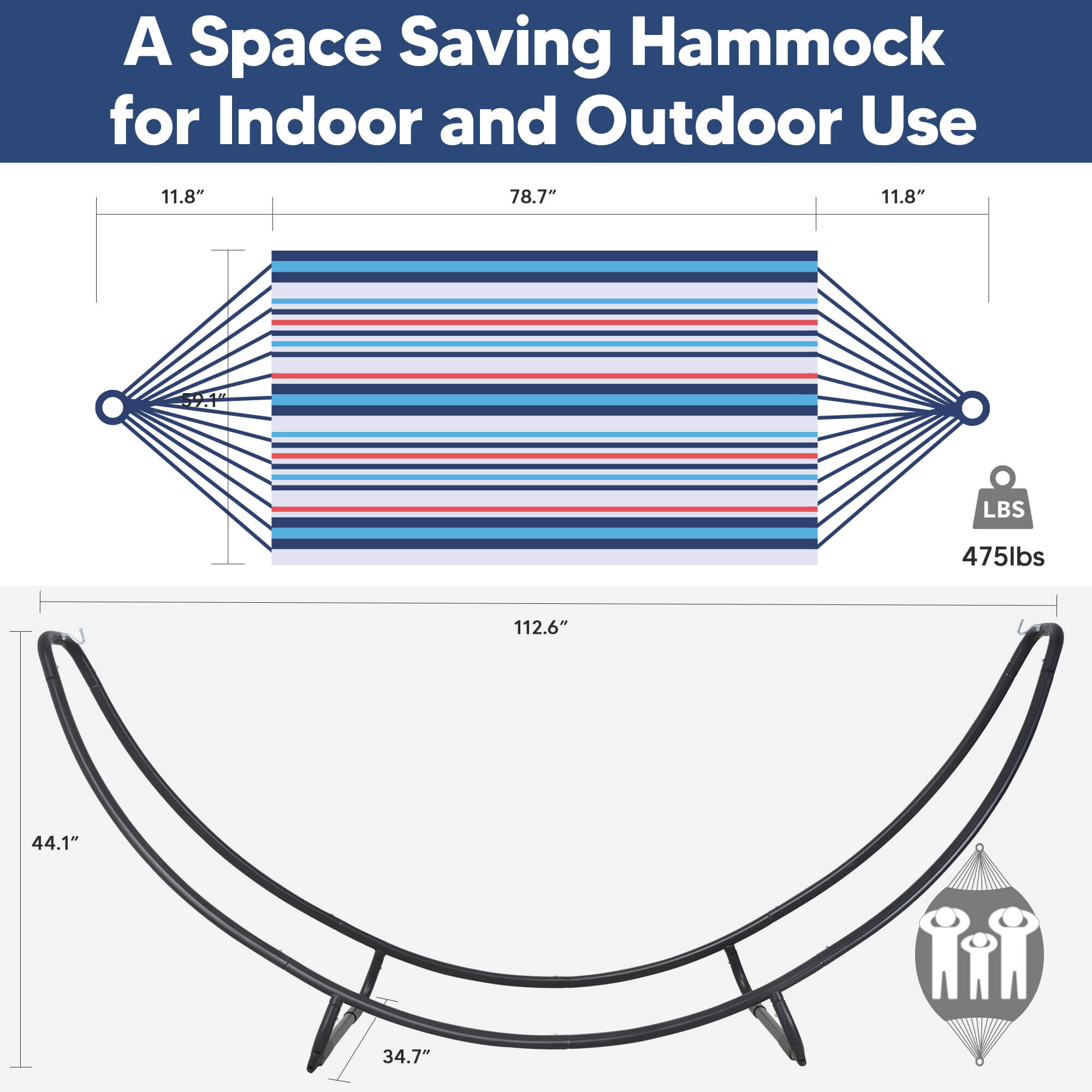hammock with stand#color_ocean-stripes