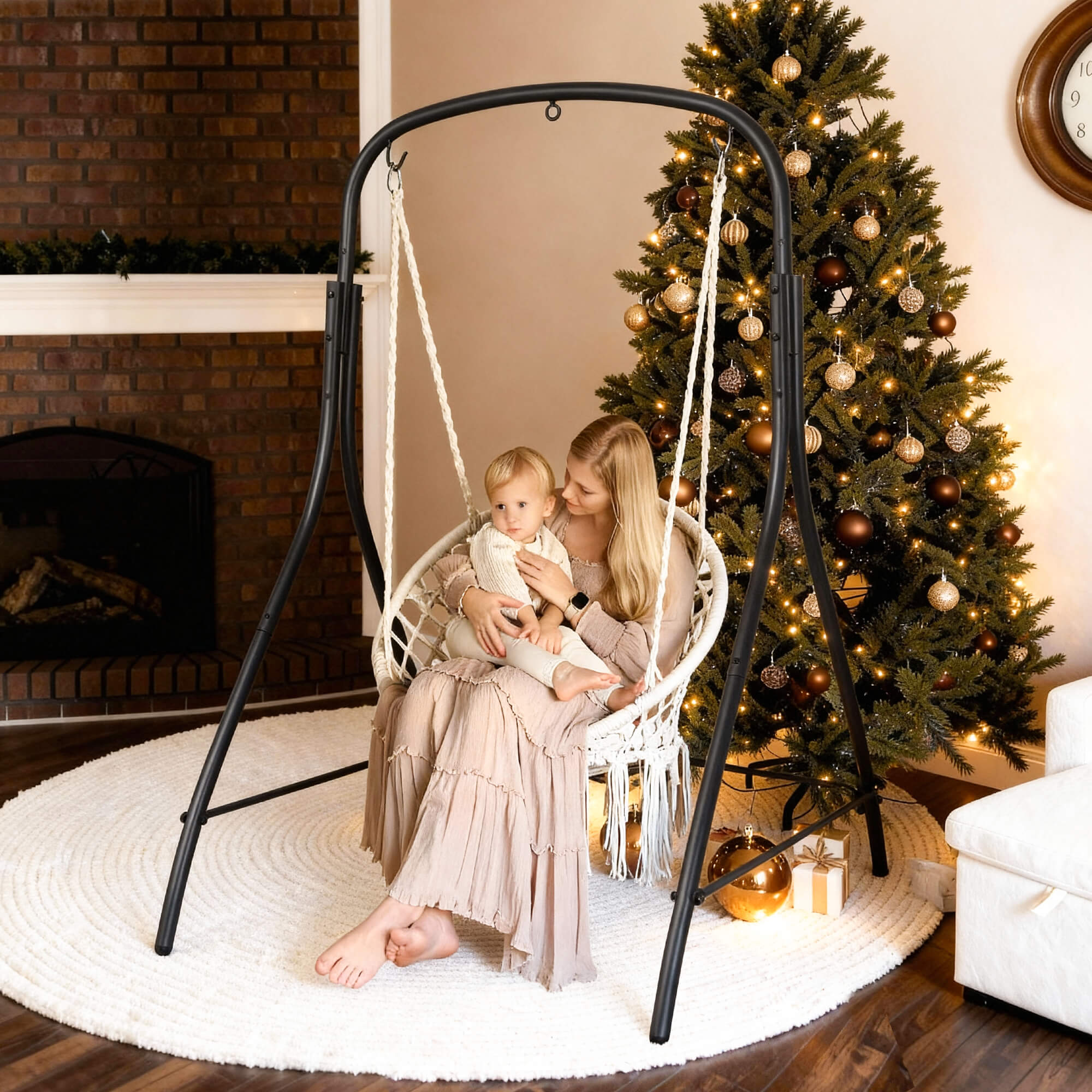 hammock chair with stand#color_white