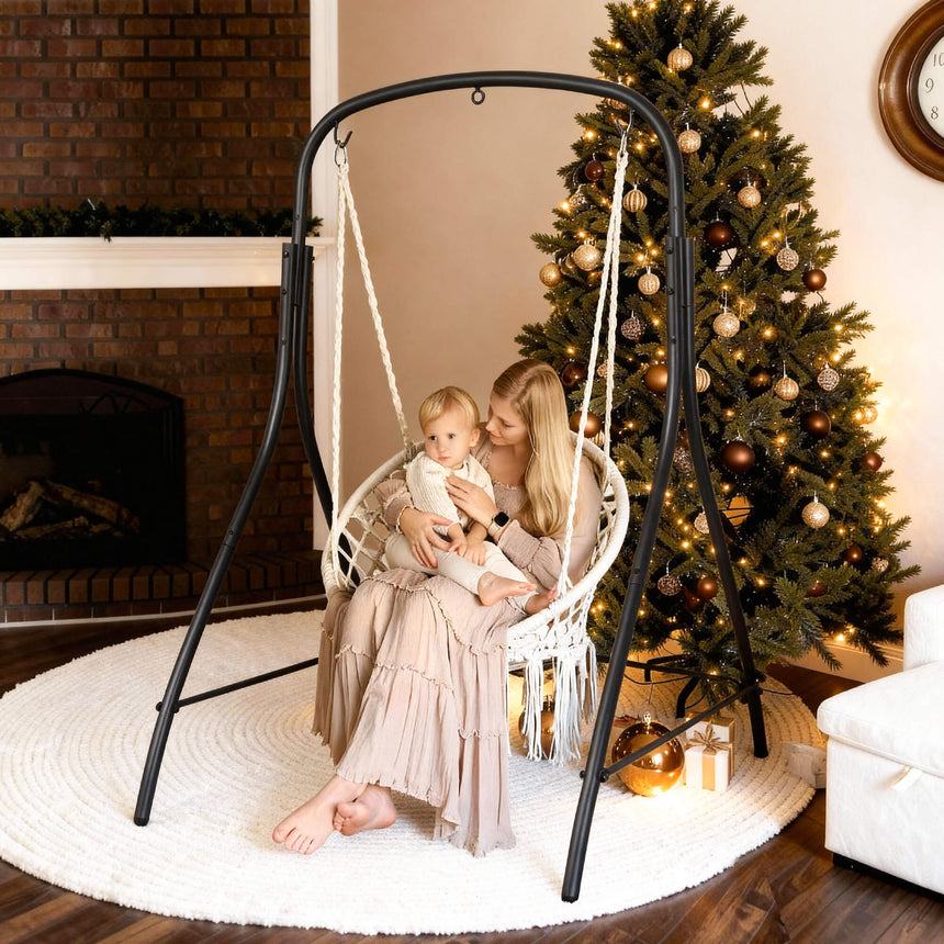 hammock chair with stand#color_white