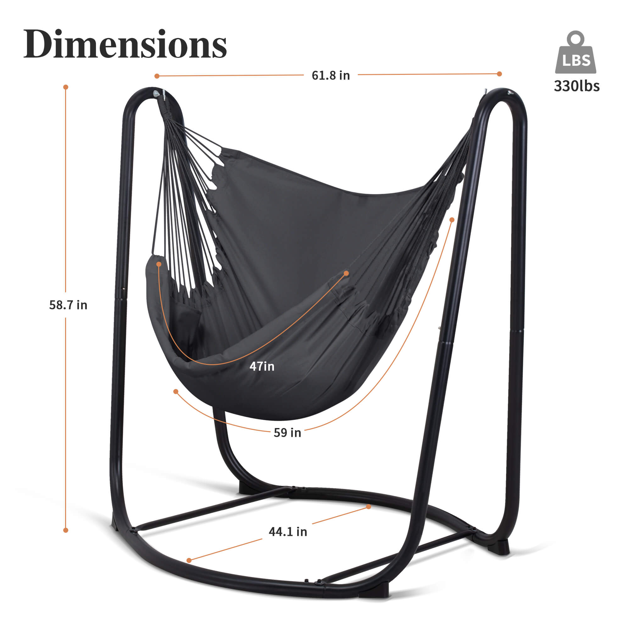 suncreat hanging swing chair with stand#color_gray