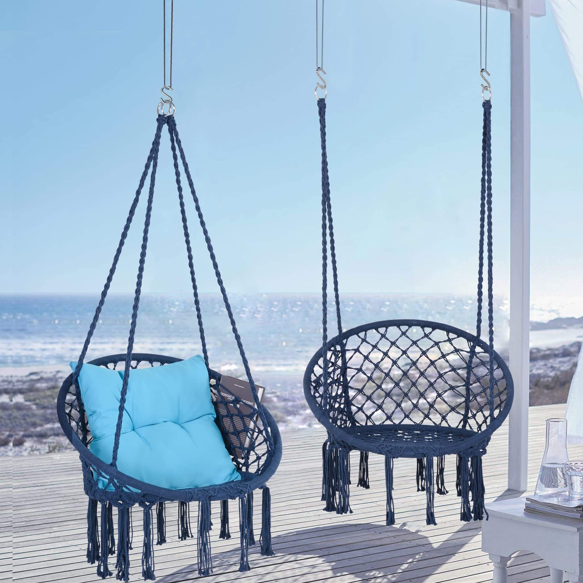 Macrame Cotton Rope Hammock Chair Swing#color_blue-pack-of-2
