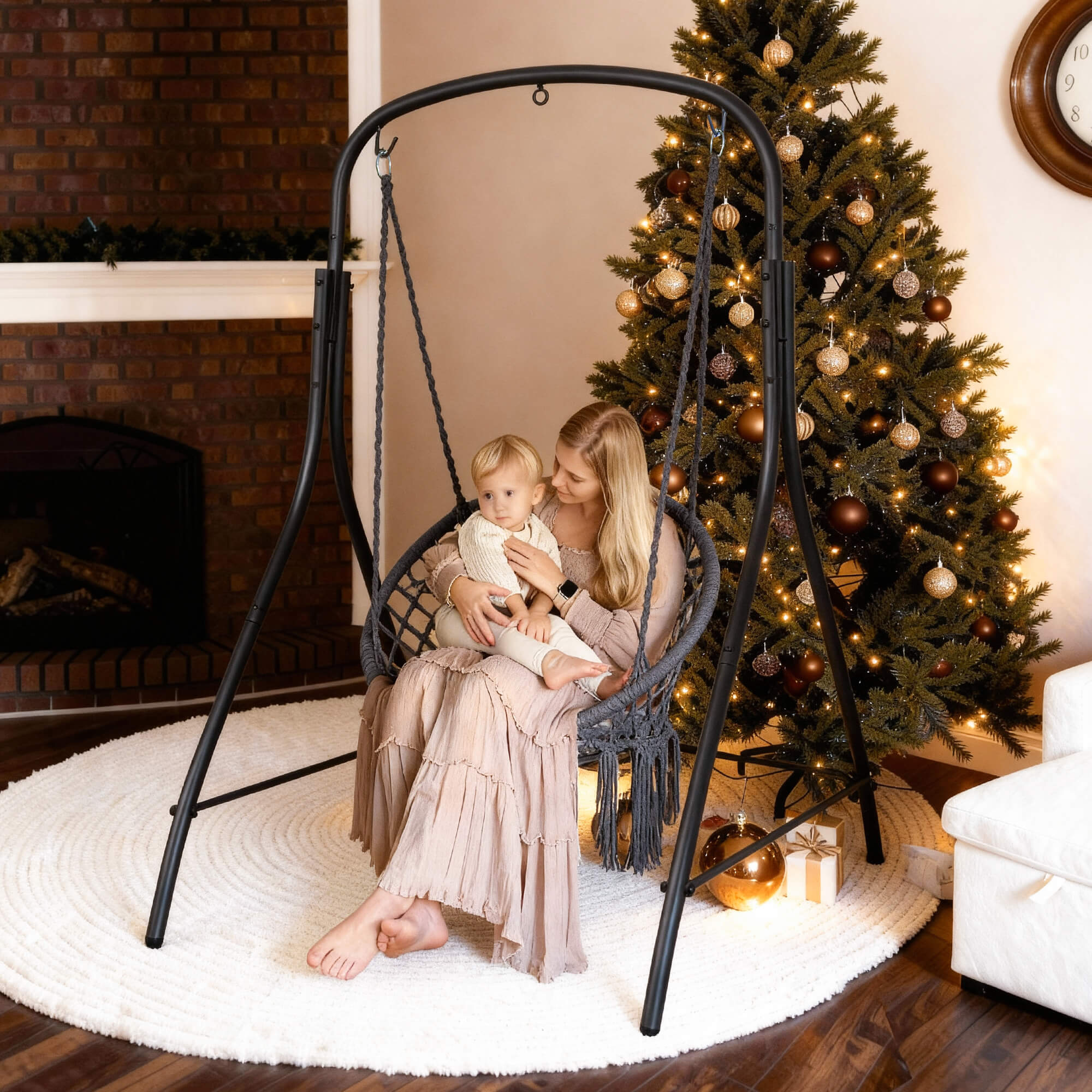 hammock chair with stand#color_gray