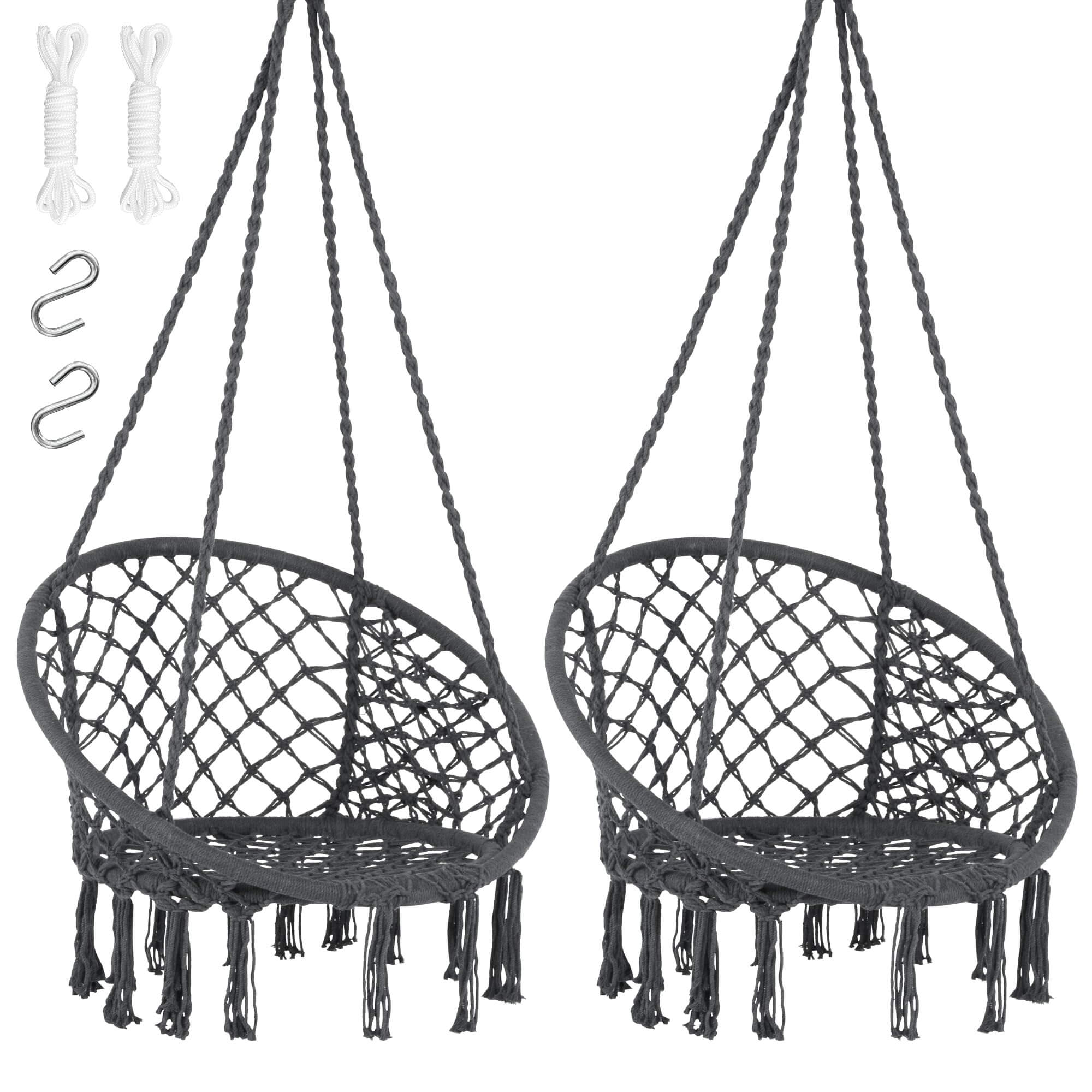 Macrame Cotton Rope Hammock Chair Swing#color_gray-pack-of-2