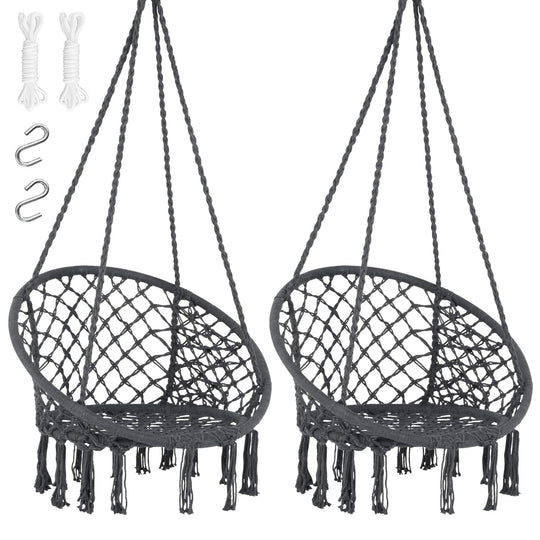 Macrame Cotton Rope Hammock Chair Swing#color_gray-pack-of-2