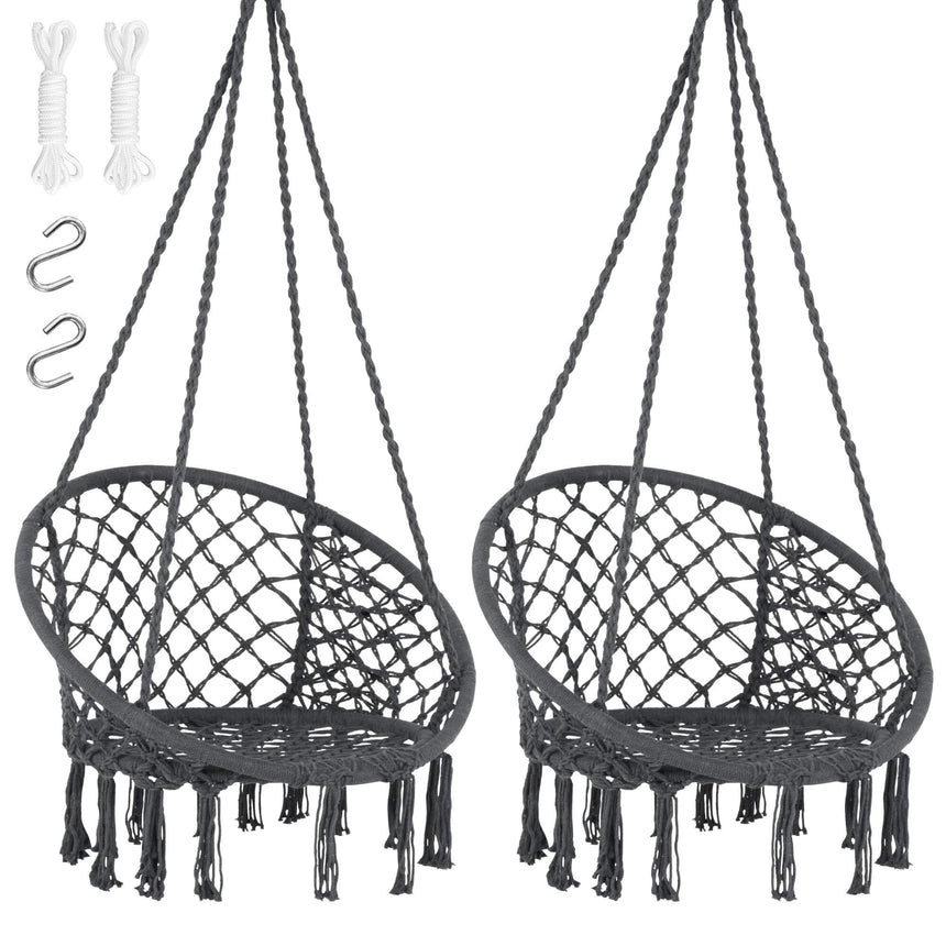 Macrame Cotton Rope Hammock Chair Swing#color_gray-pack-of-2