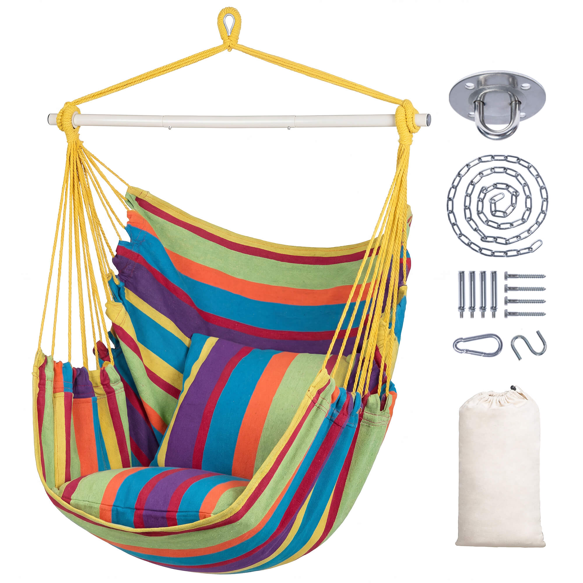 SUNCREAT Hammock Chair White#color_colorful-Stripes