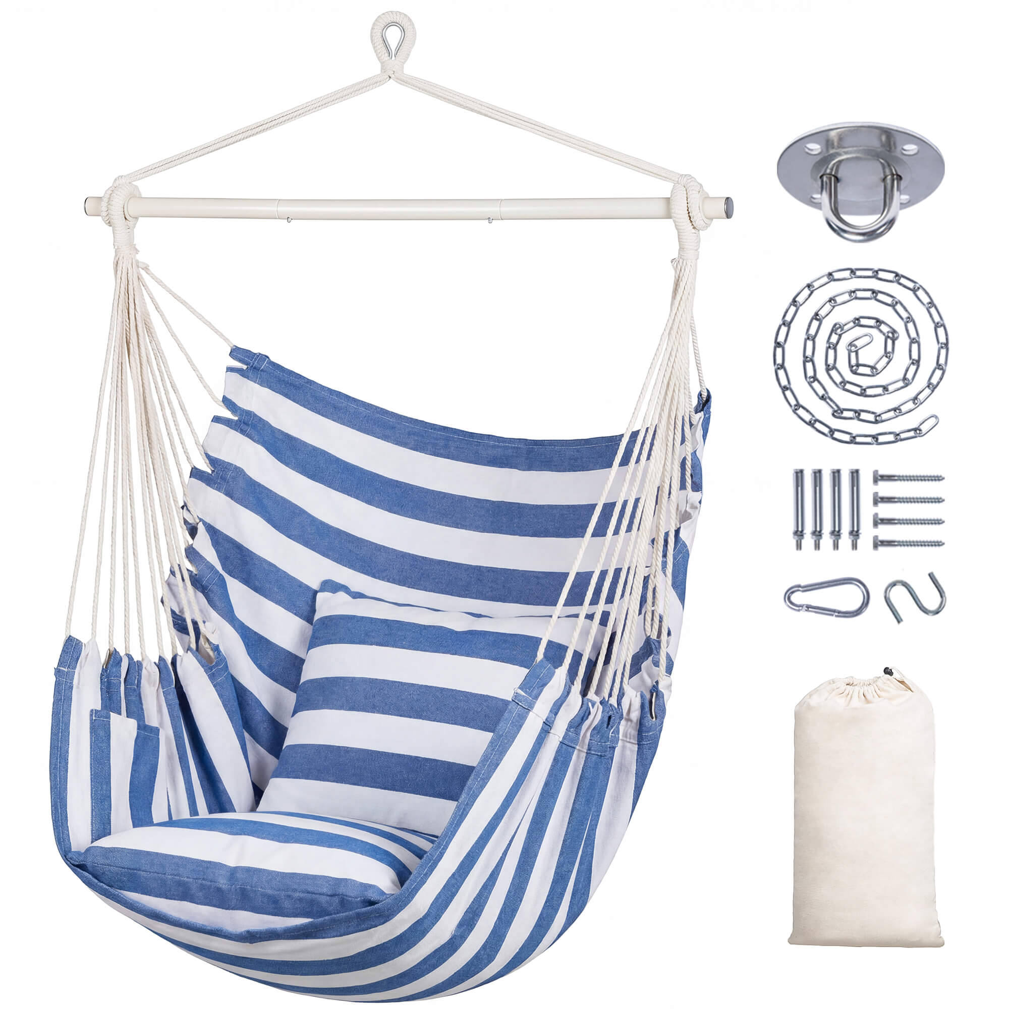 SUNCREAT Hammock Chair White#color_blue-white-Stripes