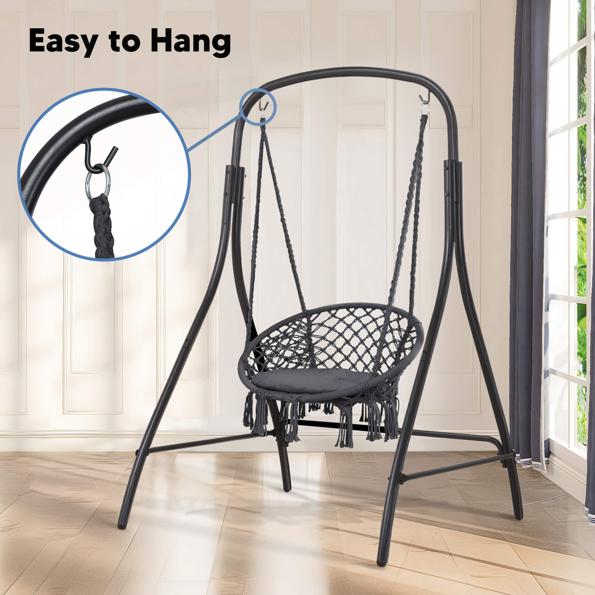 hammock chair with stand#color_gray
