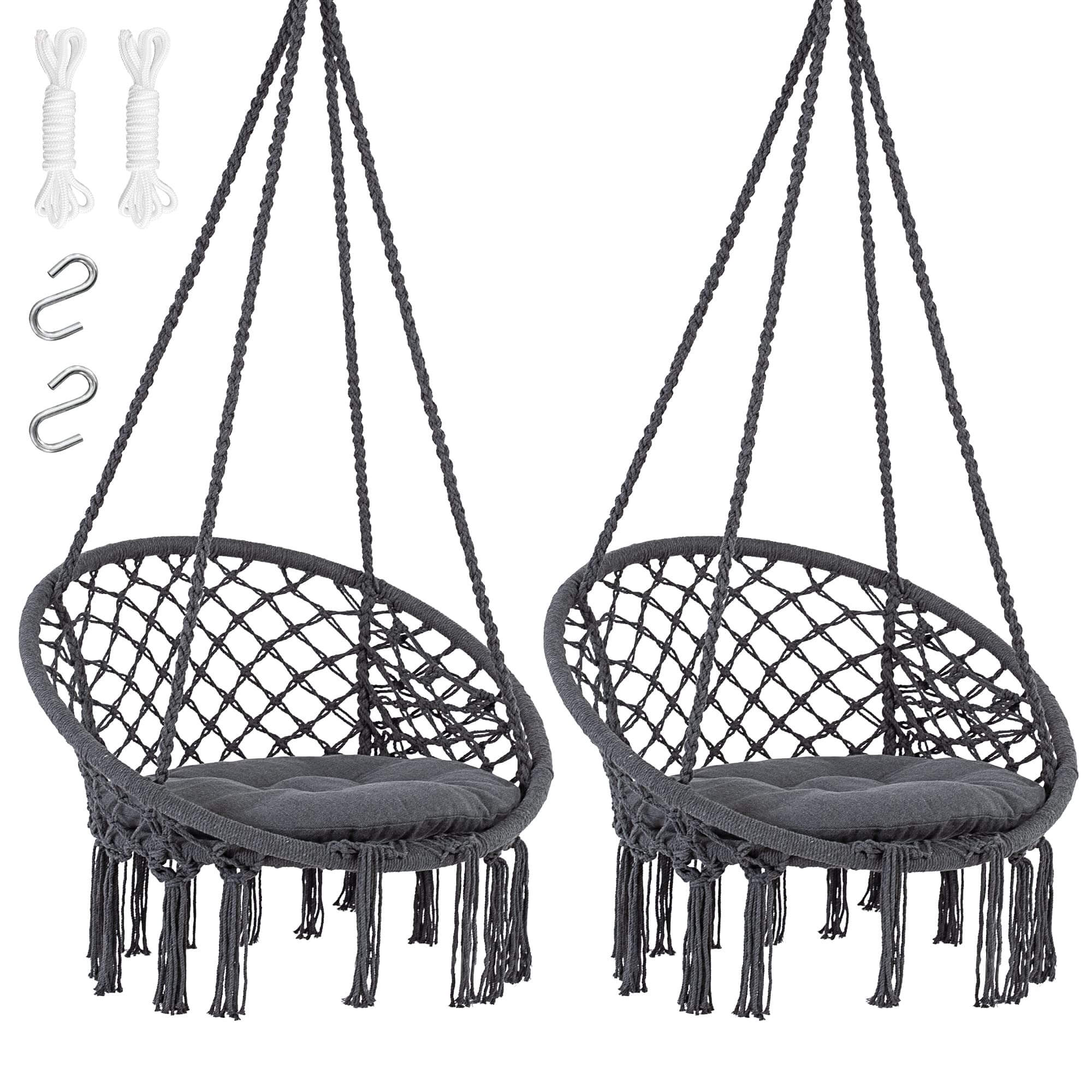 Macrame Cotton Rope Hammock Chair Swing#color_gray-pack-of-2