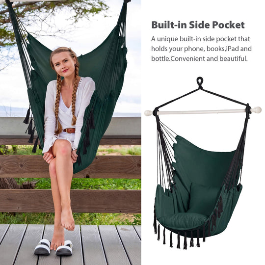 SUNCREAT Hammock Chair Gray#color_dark-green