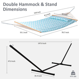 SUNCREAT-Double-Hammock-with-Stand-Green-Pattern#color_green