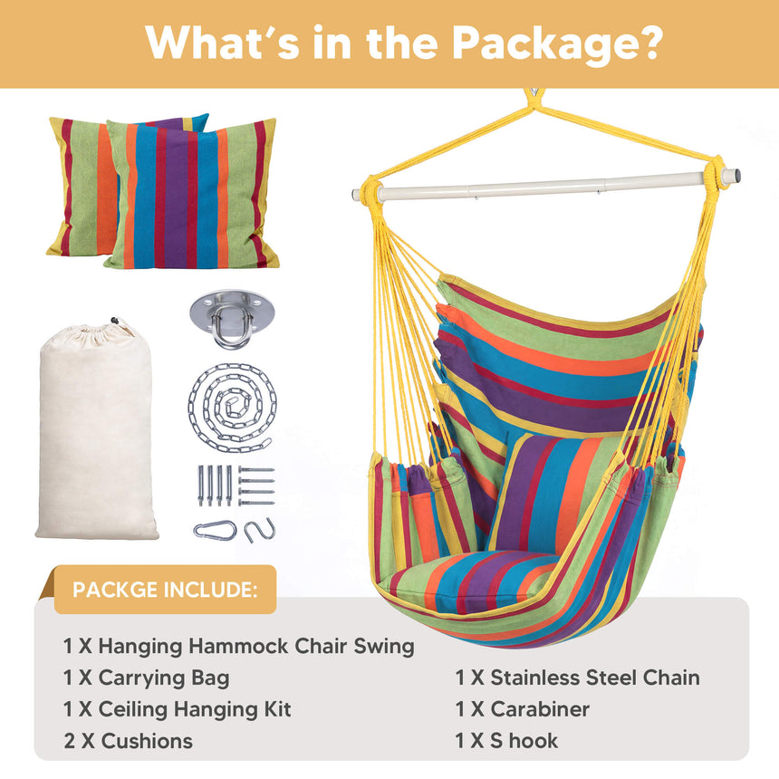 SUNCREAT Hammock Chair White#color_colorful-Stripes