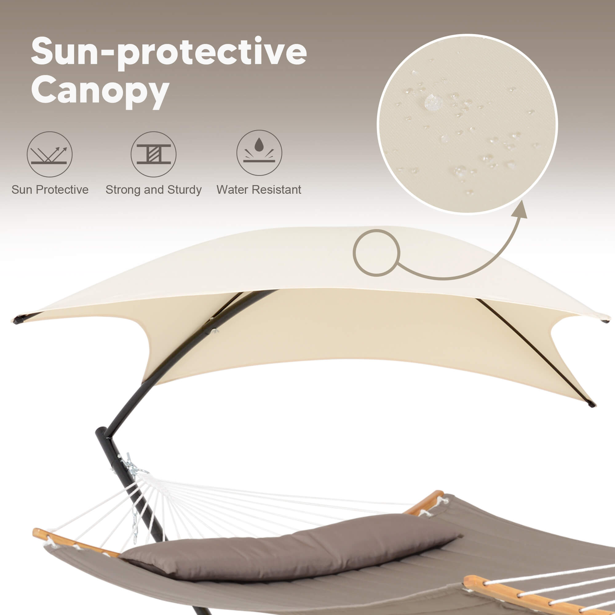 hammock with stand and sunshade#color-c_brown