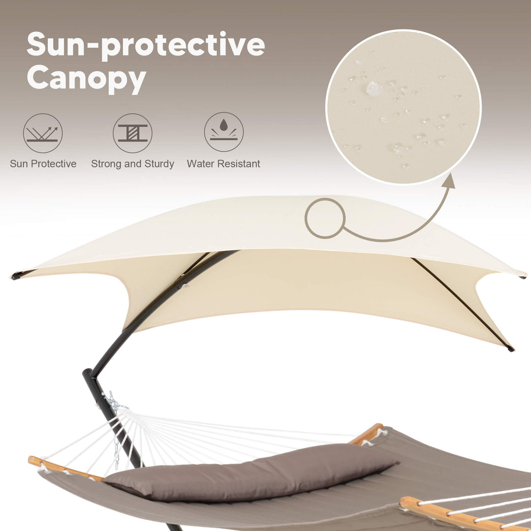 hammock with stand and sunshade#color-c_brown
