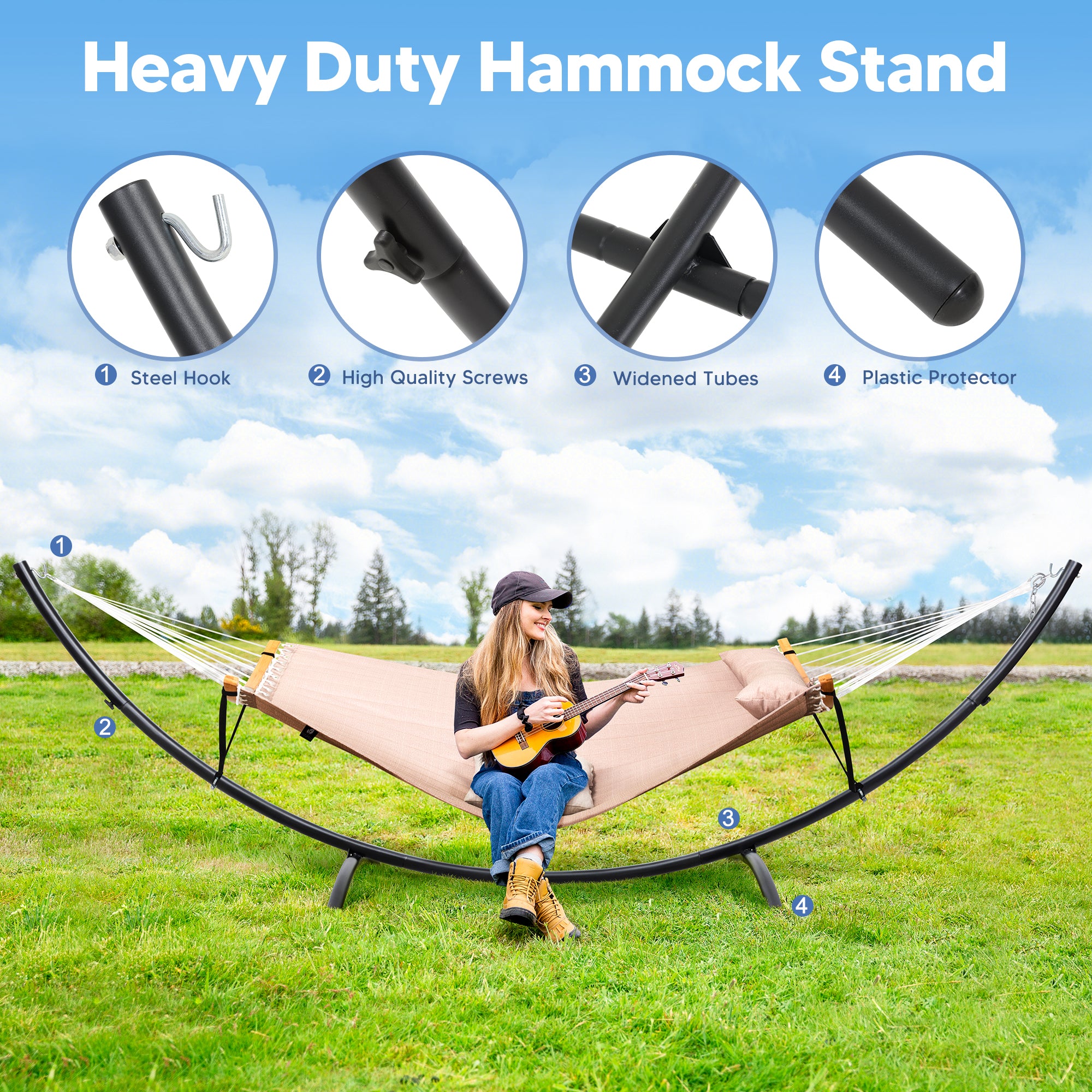 portable hammock with stand#color_brown