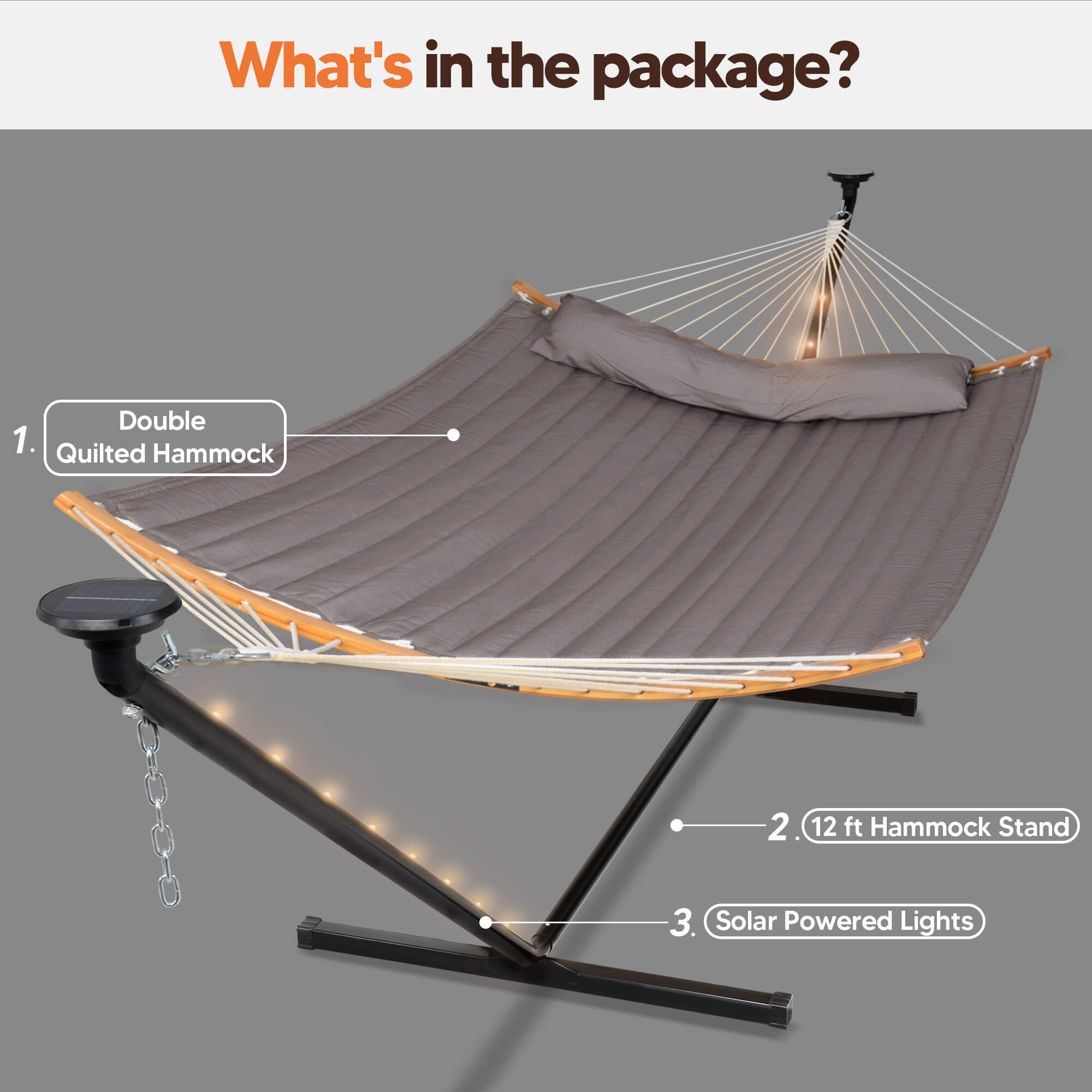 double hammock with stand  #color_brown-gray