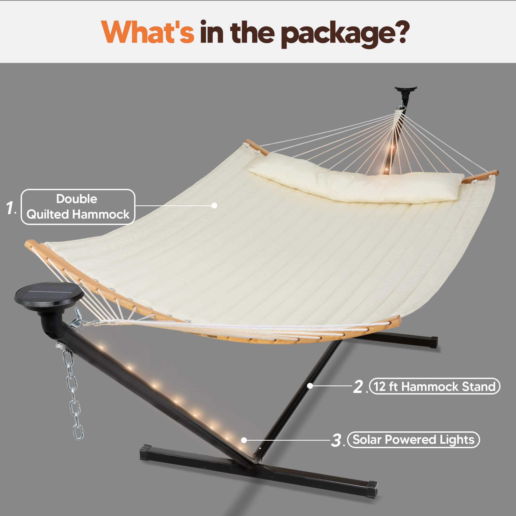 double hammock with stand  #color_beige
