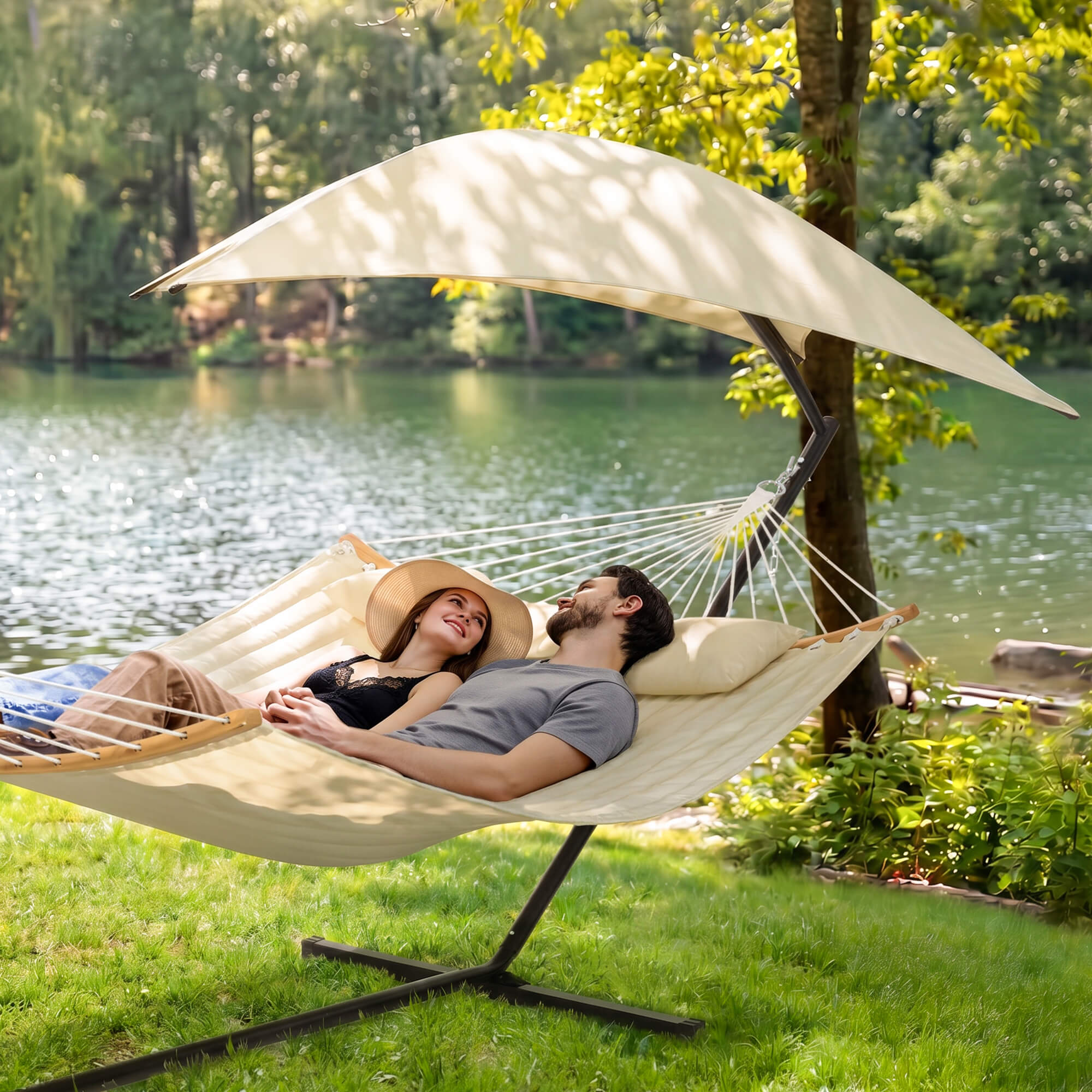 hammock with stand and sunshade#color-c_white