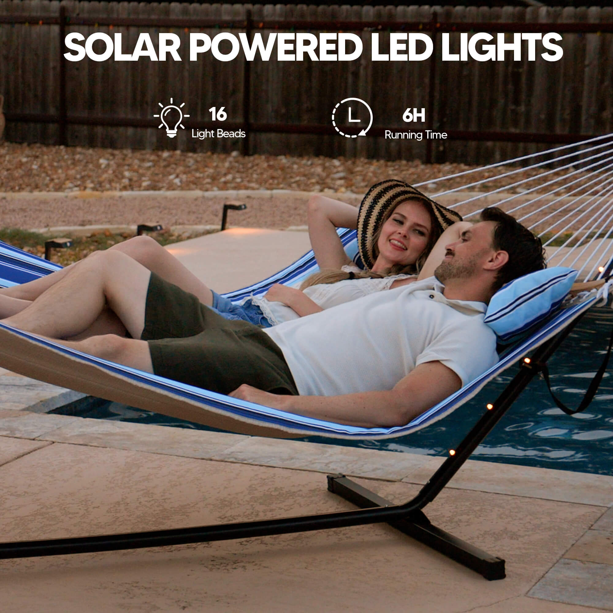 double hammock with stand  #color_blue-stripes