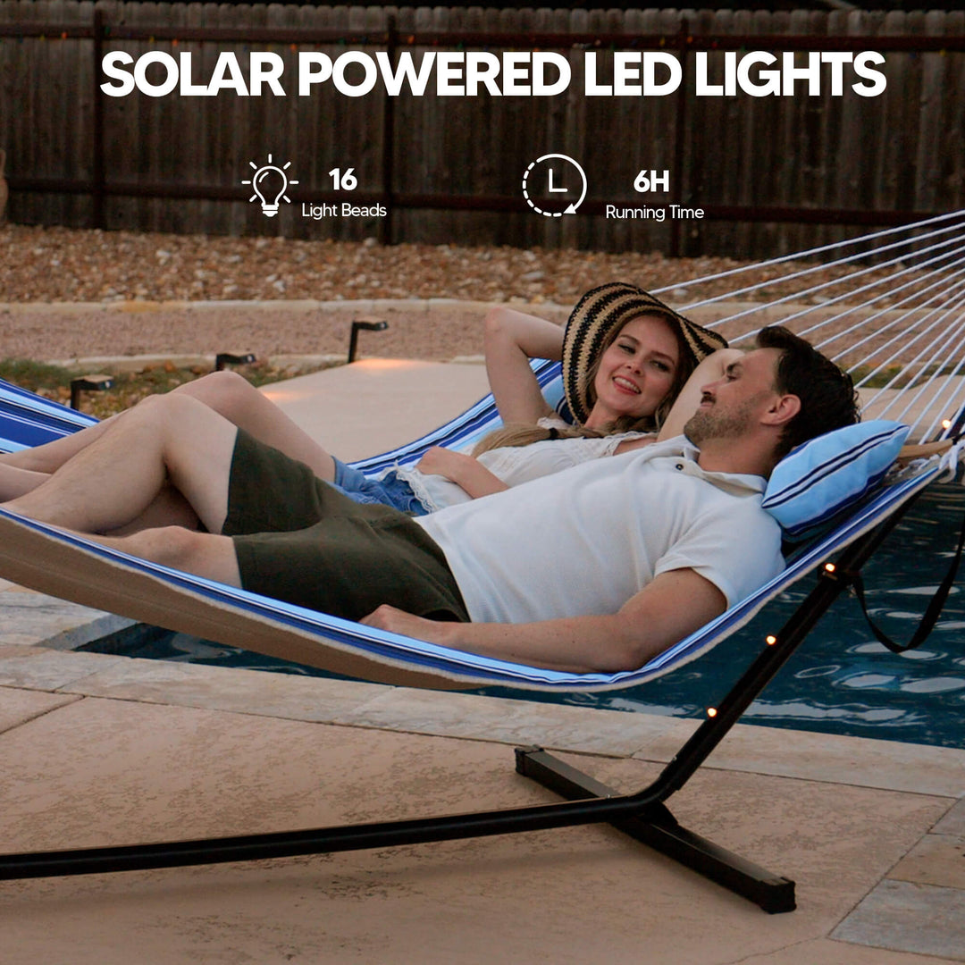 double hammock with stand  #color_blue-stripes
