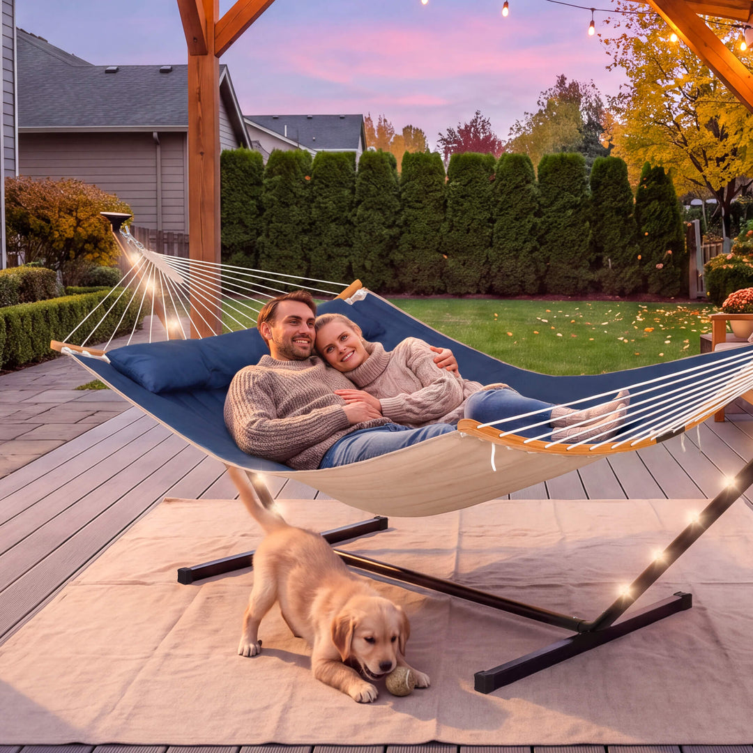 double hammock with stand  #color_dark-blue