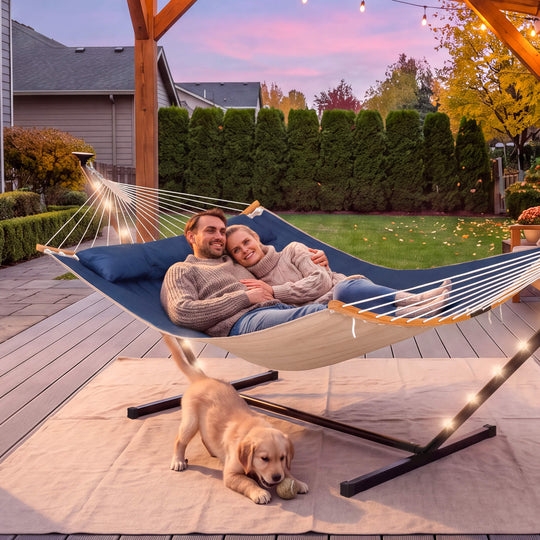 double hammock with stand  #color_dark-blue