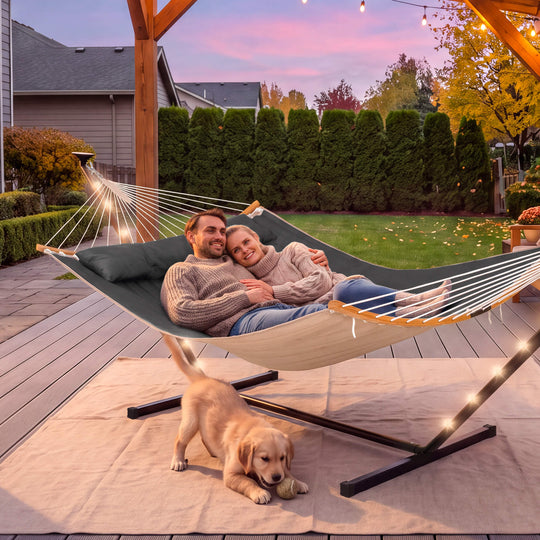 double hammock with stand  #color_dark-gray