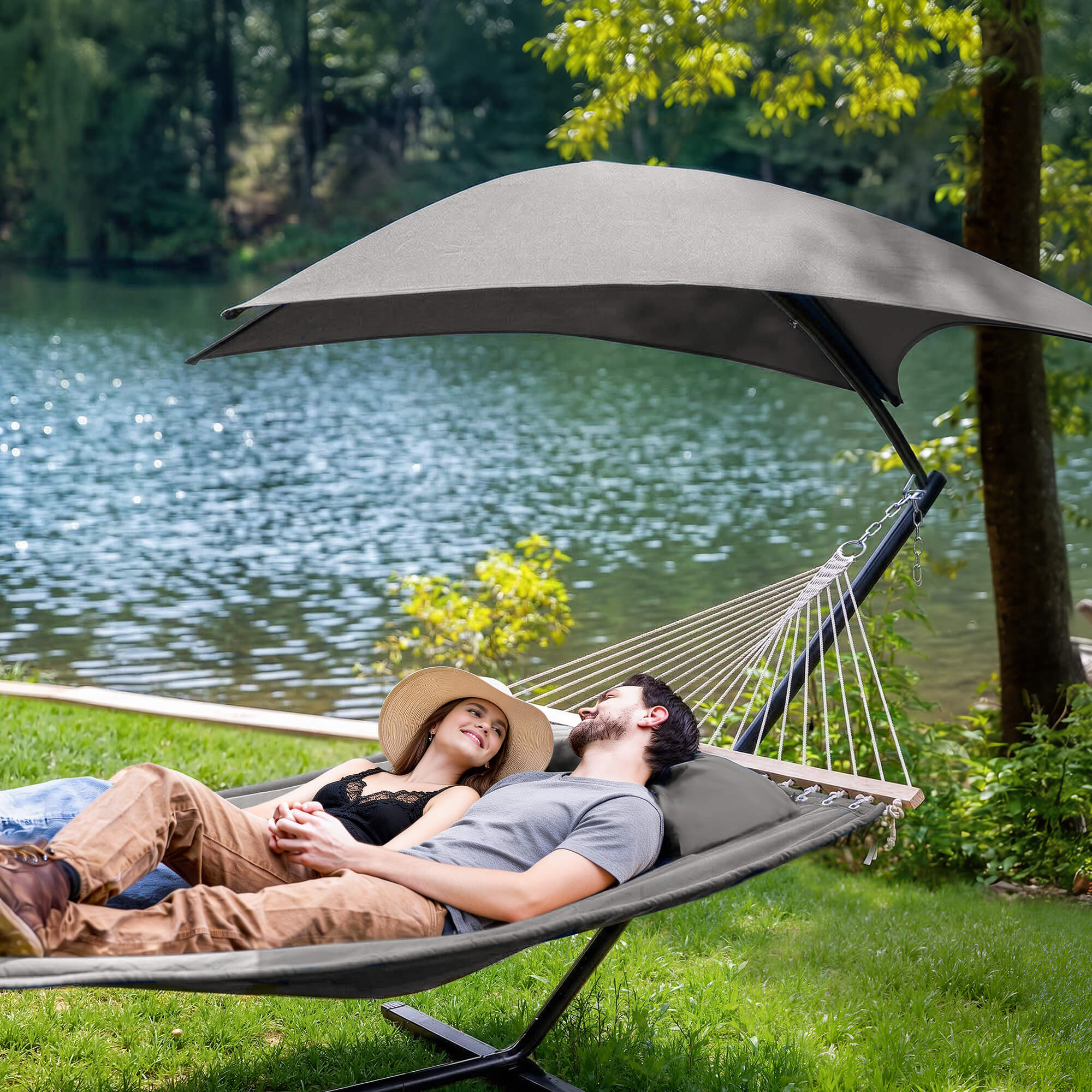 Standing Hammock with Stand#color_light-gray