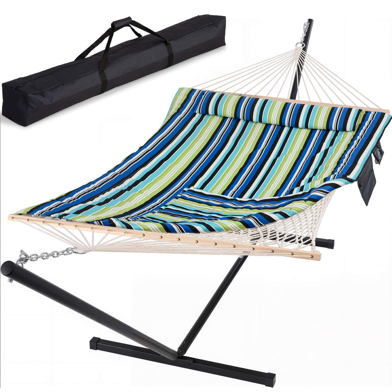 SUNCREAT-Cotton-Rope-Hammock-Blue-Green#color_blue-green