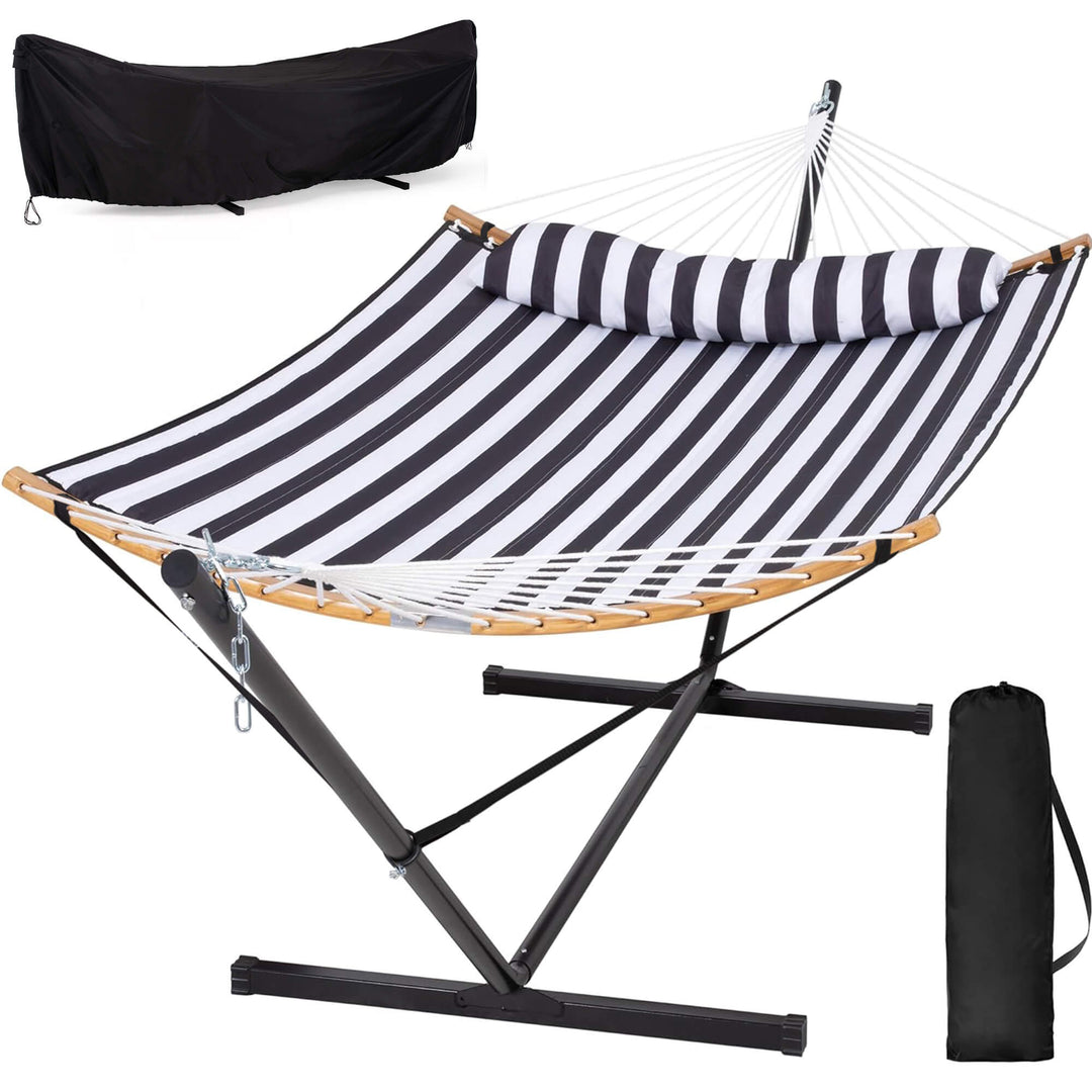 SUNCREAT-Double-Quilted-Hammock-with-Stand#color_black-stripes