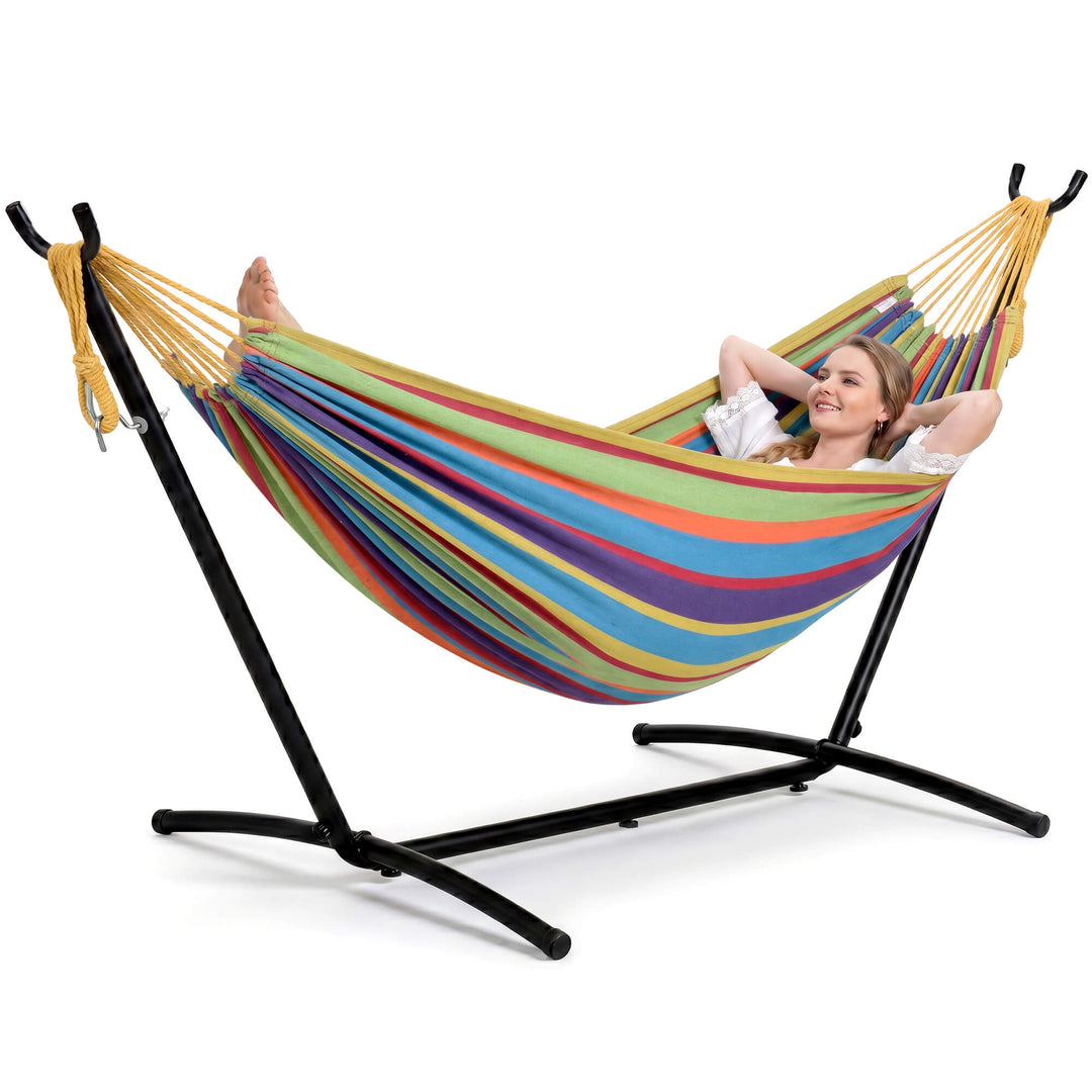 hammock with stand#color-h_colorful-stripes