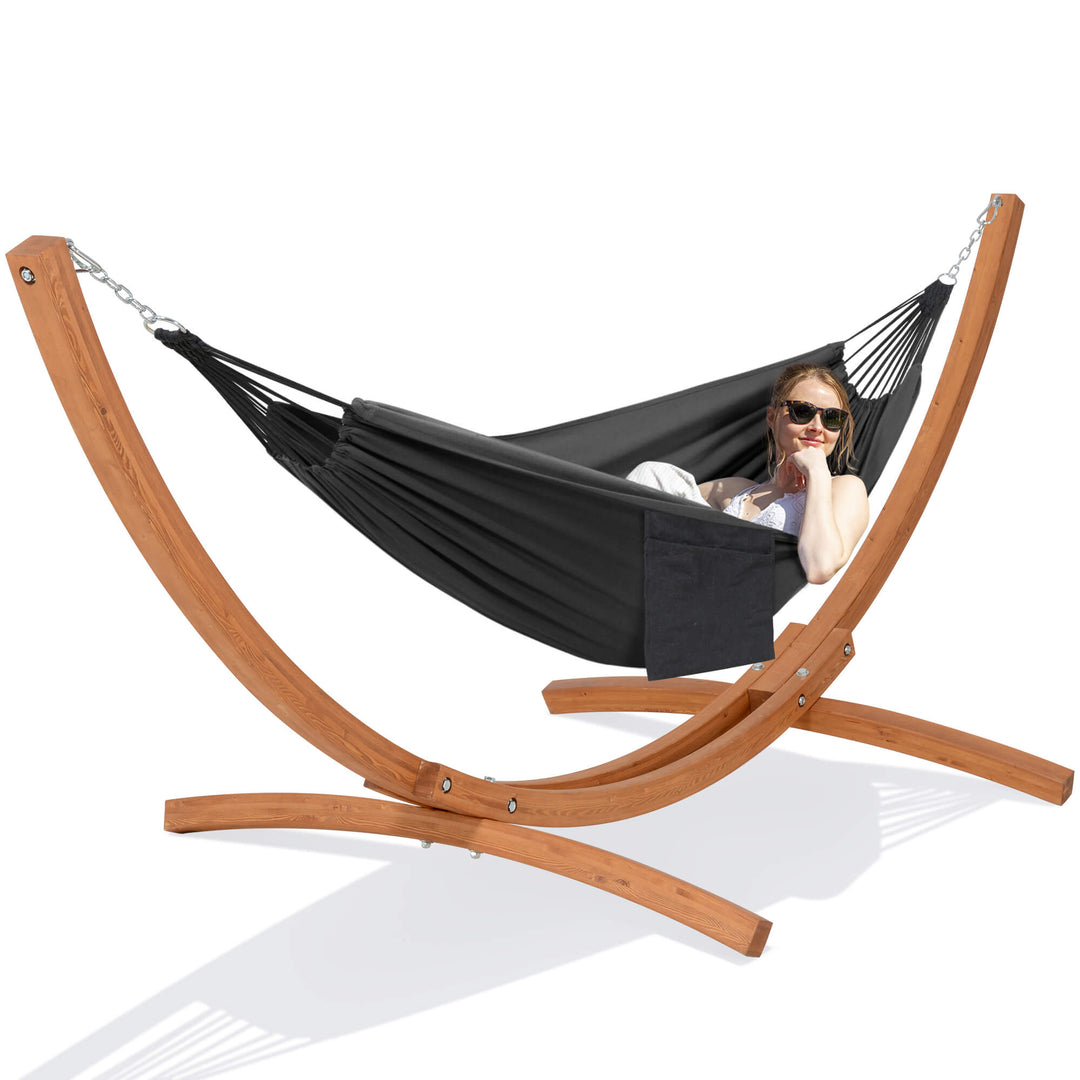 hammock with wooden stand#color_dark-gray