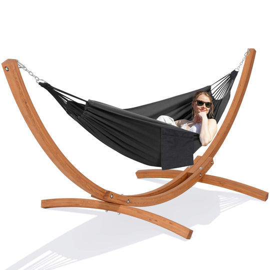 hammock with wooden stand#color_dark-gray