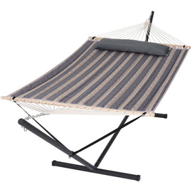 hammock with stand#color_gray-stripes